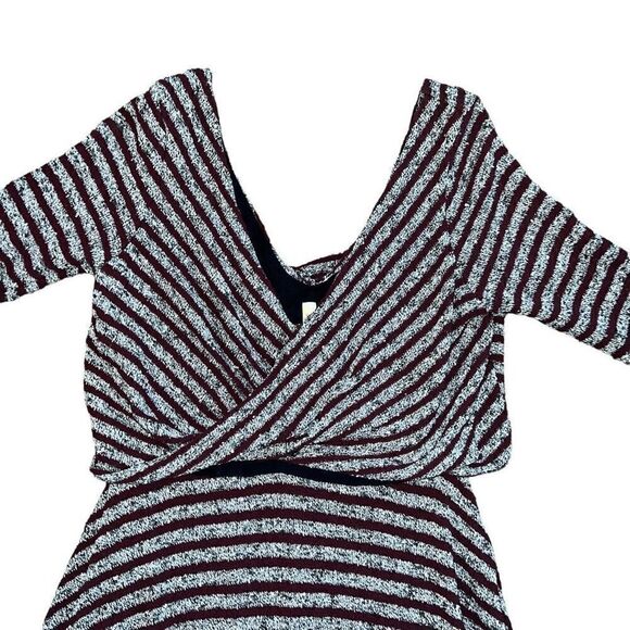 FREE PEOPLE Maverick Eggplant Purple & Grey Striped V-Back Dress Size L - Picture 4 of 10